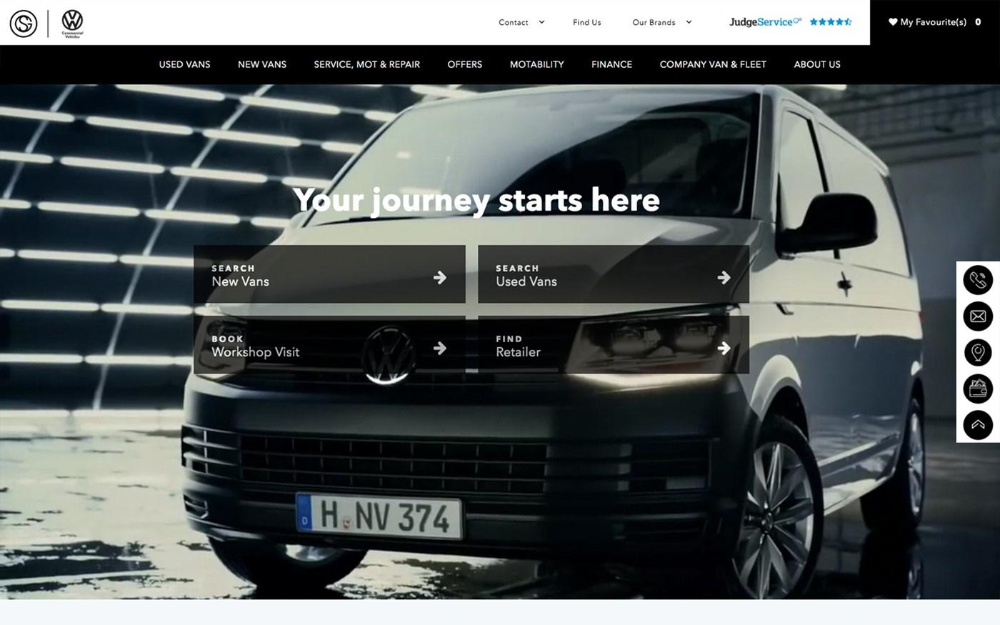 Sinclair Vans website screenshot